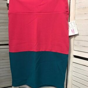 Lularoe Pink and Teal Cassie Skirt
